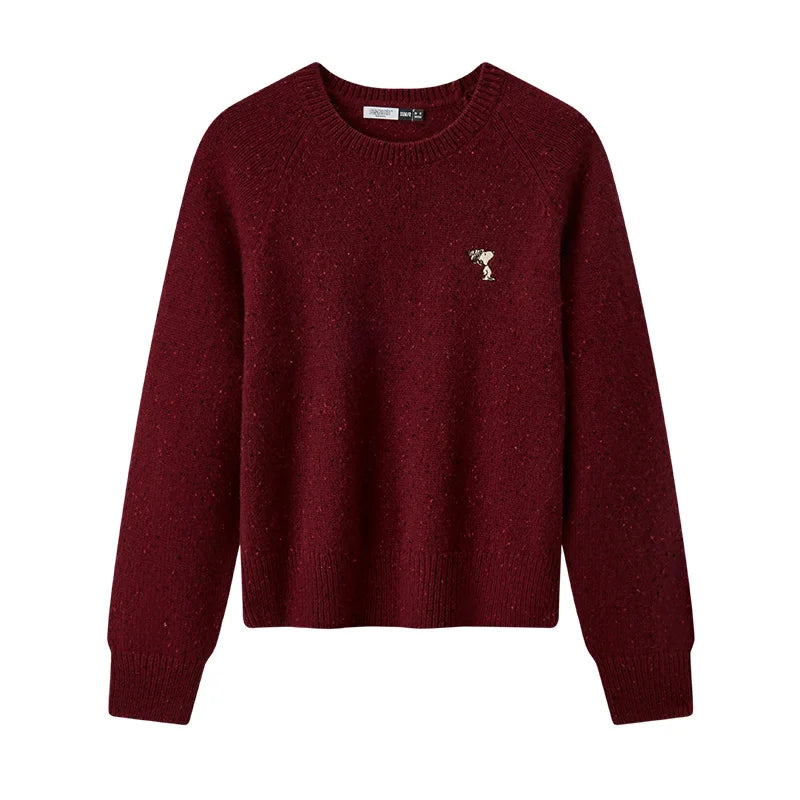 Semir Wool Blend Sweater Knit Top Women Winter 2025 Raglan Sleeve Embroidered Round Neck Cozy Trend