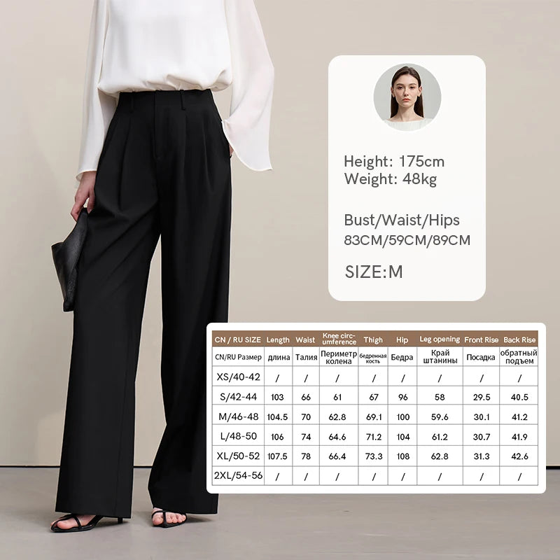 ខោ Amii Minimalism សម្រាប់នារី រដូវស្លឹកឈើជ្រុះ ឆ្នាំ២០២៦ ខោជើងវែងថ្មី ដែលអាចបត់បែនបាន ខោរលុង ពណ៌សុទ្ធ ខោជើងវែងធម្មតា 12641076