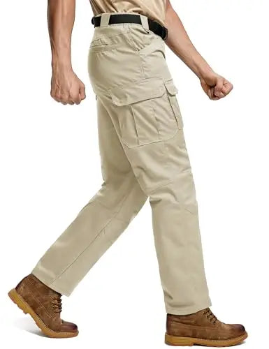 TACVASEN Tactical Waterproof And Lightweight Cargo Pants Mens Outdoor Hiking Stretch Ripstop Trousers with 8 Pockets(No Belt)