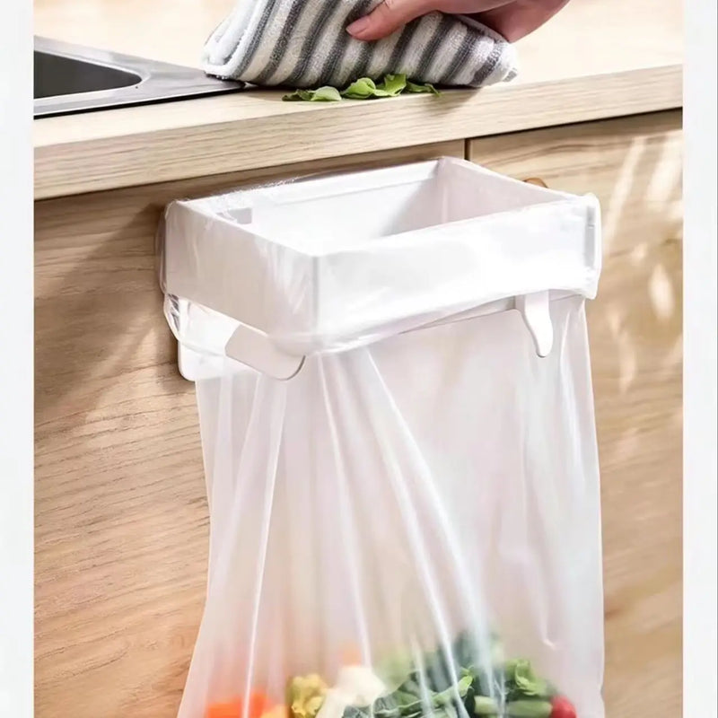 Foldable Wall-Mounted Trash Can Rack No-Drill Bathroom Kitchen Multi-Functional Storage Plastic Bag Holder