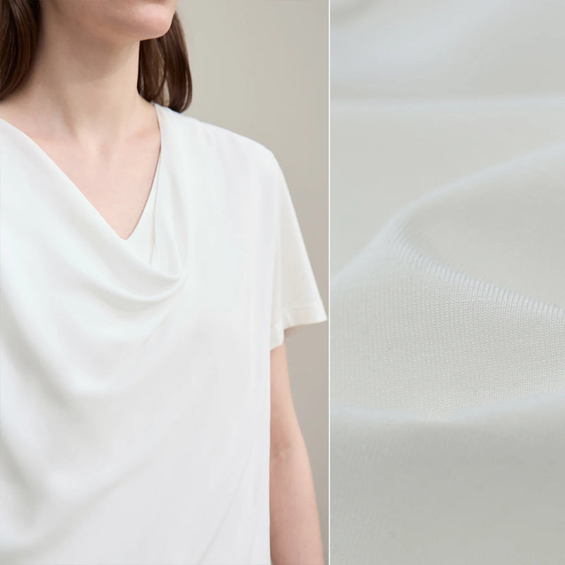 Amii Cowl Neck Women's T-Shirt 2026 Summer New Chiffon Patch Stretch Tee Loose Asymmetric Short Sleeve Top For Women 12622057