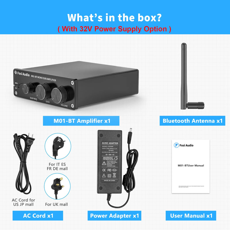 ឧបករណ៍បំពងសម្លេងប៊្លូធូស Fosi Audio 300W M01-BT អំភ្លីម៉ូណូមួយឆានែលសម្រាប់ឧបករណ៍បំពងសម្លេងនៅផ្ទះ