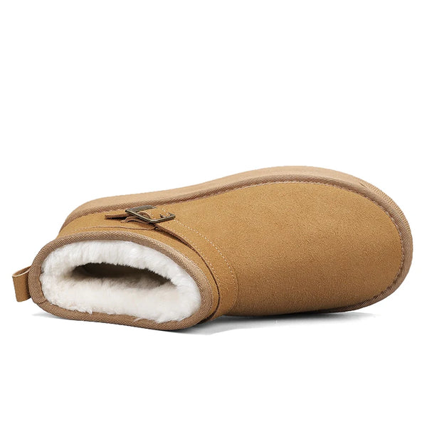 Winter Mens Ankle Suede Leather Snow Boots Men Plush Fur Snowshoes Warm Cotton Shoes Anti-Skid Snowboots Dropshipping