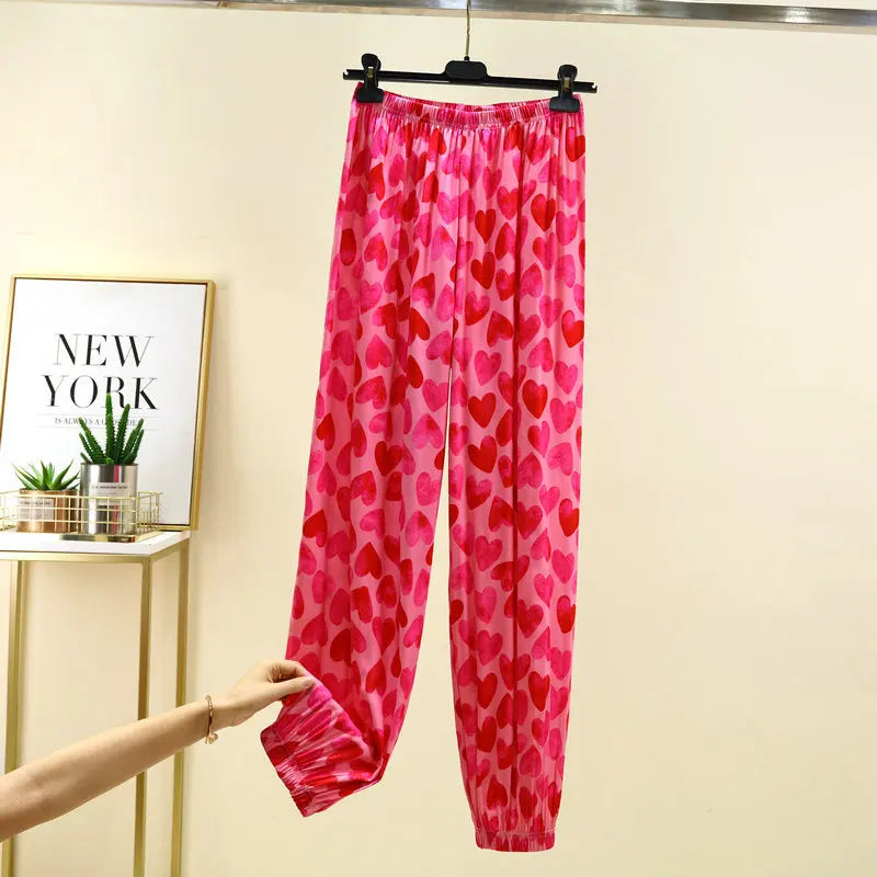 New Printed Spring Summer Pajamas Pants Women Casual Sleepwear Pyjamas Pant Home Wear Sleeping Trousers Pantalon Pijama Mujer