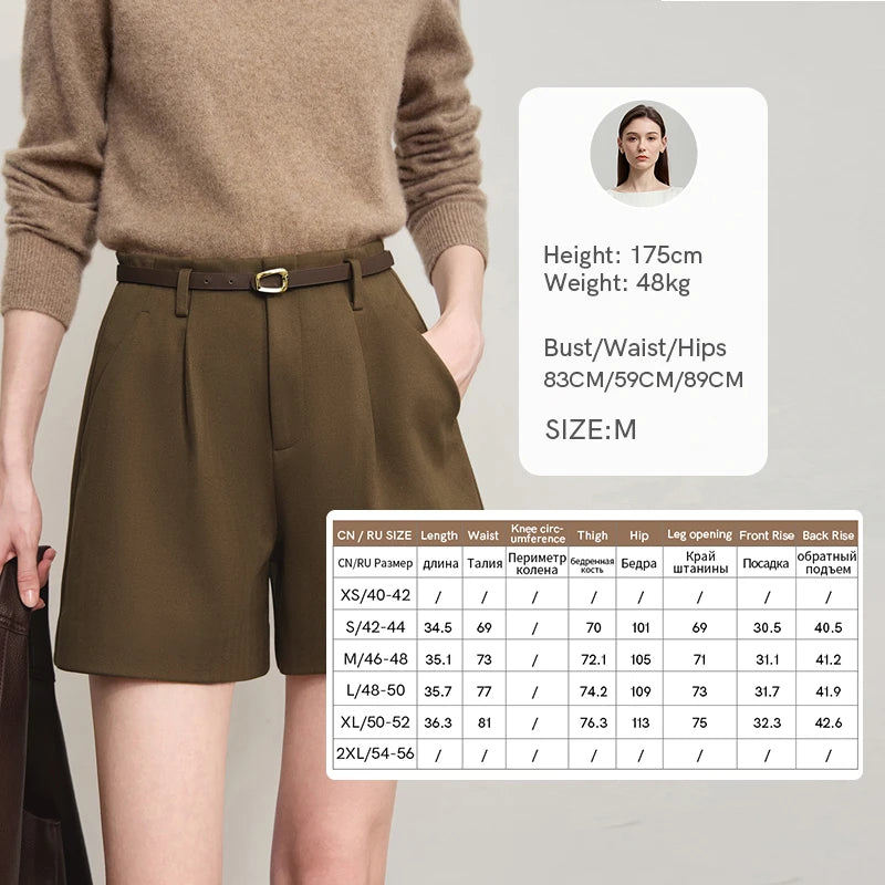 AMII Women's Shorts 2026 Winter New Solid Color Versatile Casual Shorts Women's Knitting Loose A-line Ladies Clothing 12524059