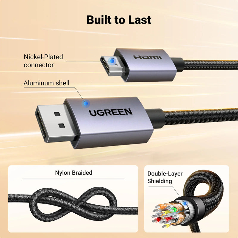UGREEN 4K DisplayPort to HDMI Cable 1080P@120Hz, DP 1.2 to HDMI 1.4，Unidirectional Cable for Monitor, Desktop, HDTV, Laptop, AMD