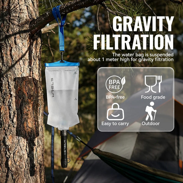 WERLS Camping Hiking Portable Water Purifier Personal Filter Straw for Outdoor Backpacking Travel Survival Emergency Gear System