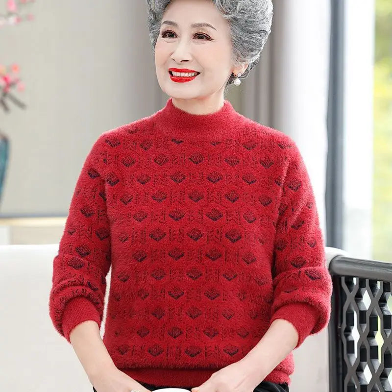 Middle Aged Mother Sweaters & Jumpers Tops Thick Warm Jersey For Women Autumn Winter Knitwear Cashmere Pullovers Woman Clothes