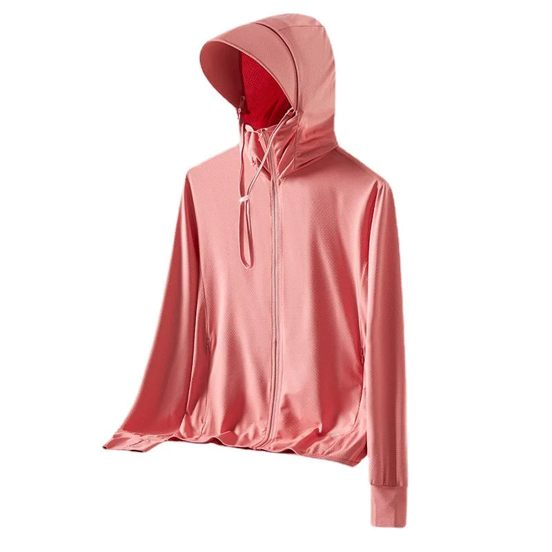 2026 New Women Long-sleeved Hooded Sunscreen, Summer Men Universal UV Light Breathable Jacket, Ice Silk Sports Coat