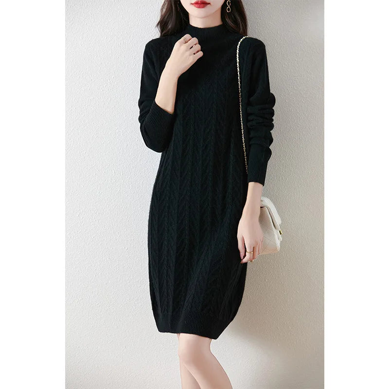 Ropa Mujer Turtleneck Warm Short Mini Dress Spring Autumn Knitwear Tops Female Turtleneck Winter Women‘s Sweater Pulls Jumper