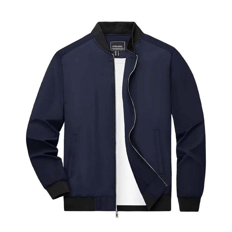 TACVASEN Men's Flight Jacket Lightweight Windproof Full Zip Casual Outdoor Spring Autumn Coat with Ribbed Cuffs