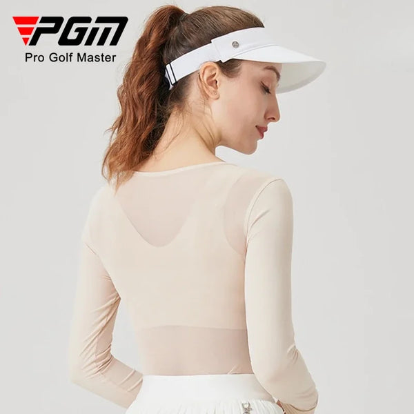 PGM Women Golf Summer Ice Silk Sunscreen Coat with Meat Color Base and Breathable Long Sleeve T-shirt YF799