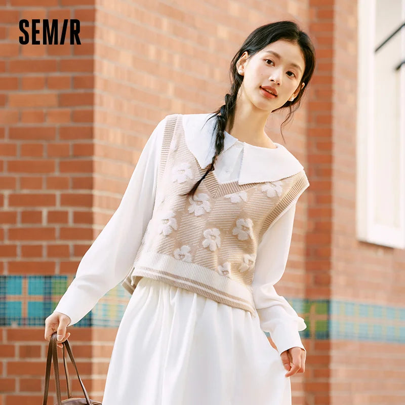Semir Chic Shirt Big Lapel Chiffon Camisole Cute Loose Elegant Women Two Piece Set Top 2026 Spring