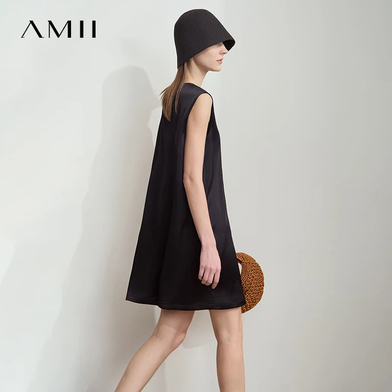 រ៉ូប Amii Minimalist រដូវក្តៅឆ្នាំ ២០២៦ ថ្មី ក O សាទីន ឆើតឆាយ ម៉ូដធ្វើដំណើរ អាវរលុង ខោជើងធំធម្មតា ដាច់ដោយឡែកពីគ្នា 12542042