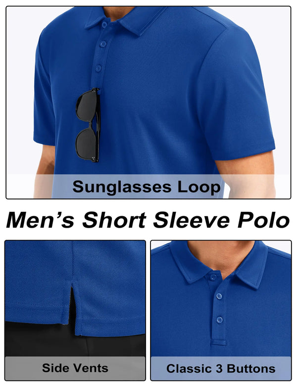 TACVASEN Men's Quick Dry Lightweight Polo Shirts Short Sleeve Golf Collared Moisture Wicking Athletic Performance Casual Polos