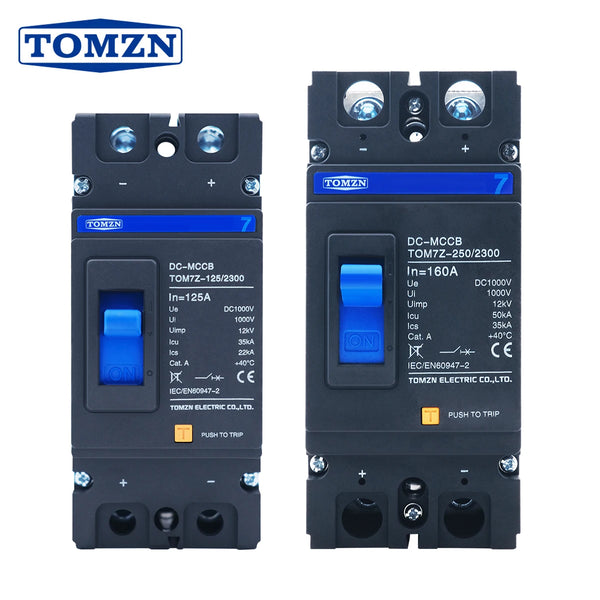 TOMZN 2P DC MCCB TOM7Z 1000V DC Solar Molded Case Circuit Breaker Overload Protection Switch Protector for Solar Photovoltaic PV