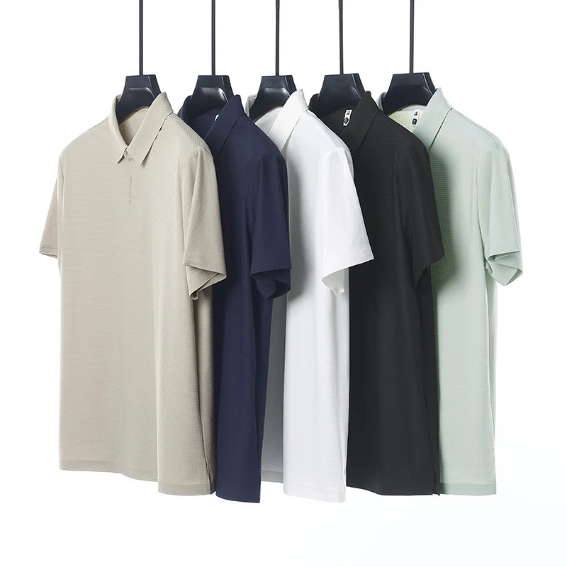 Men's Polo Shirt - UV 50+ & 10A Antibacterial, 180g Breathable Textured Fabric, Cooling Quick-Dry