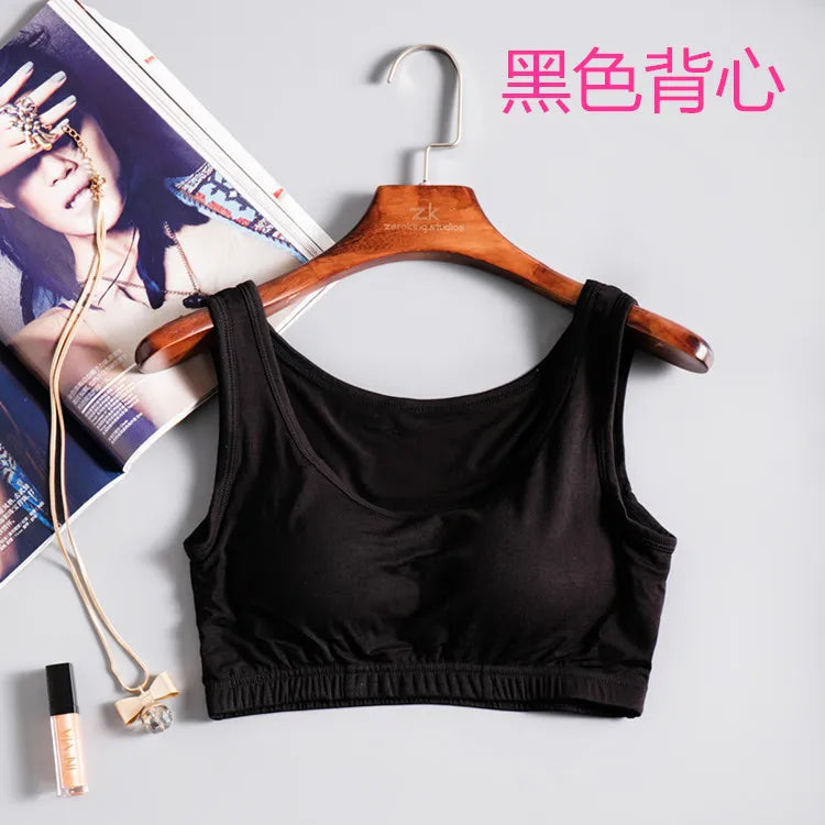 Modal Rimless Bra Underwear Nightwear Women's Tube Top Chest Pad Integrated Small Sling Vest One Piece Sleepwear Pajamas