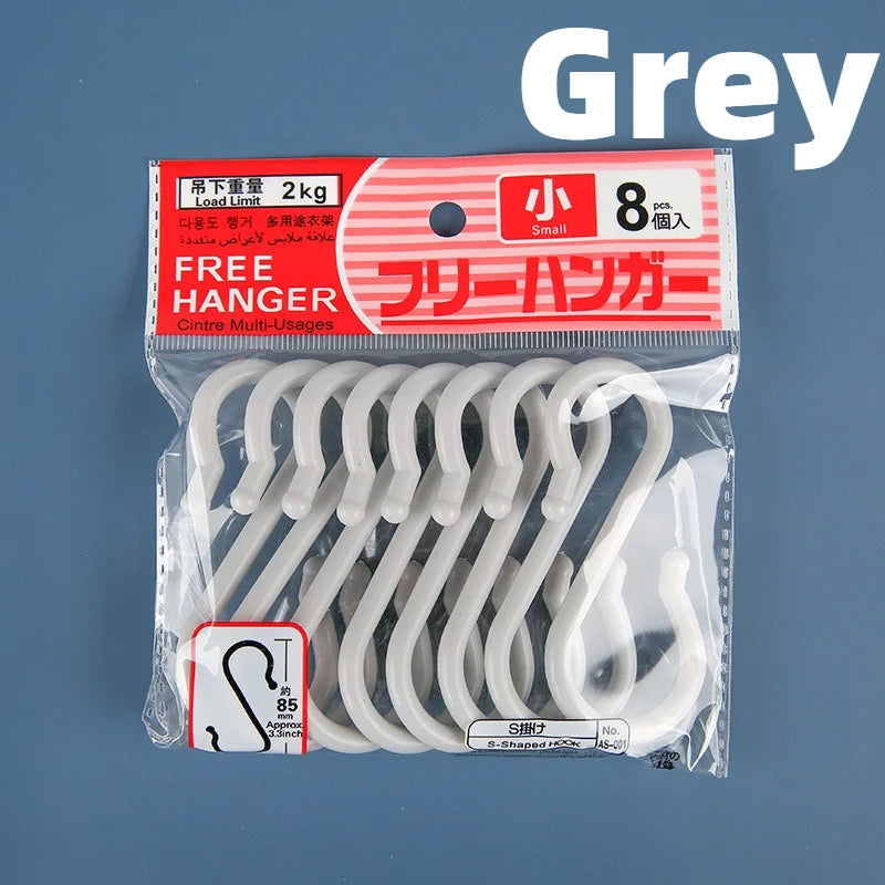 8pcs Plastic S-Shaped Hooks, Multi-Purpose Home Storage Hooks,S-Shaped Hooks,Suitable for Bathroom,Bedroom,Utility Hooks