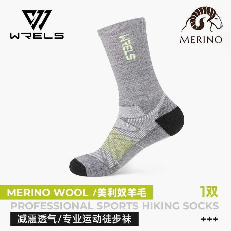 WRELS 1/2/3pairs Merino Wool Socks Hiking Socks Breathable Cushion Sweat Wicking Running Warm Thermal Compression Wool Socks