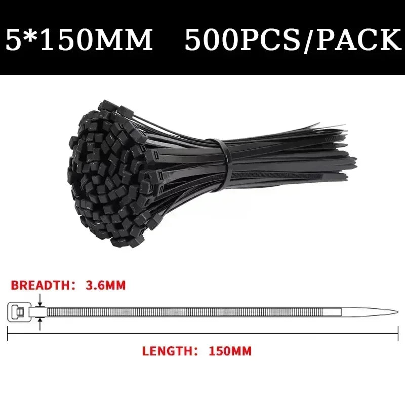 Self-locking Plastic Nylon Cable Tie 5200mm 5300mm Black Cable Fastening Ring 8*500mm Large Cable Zip Wrap Strap