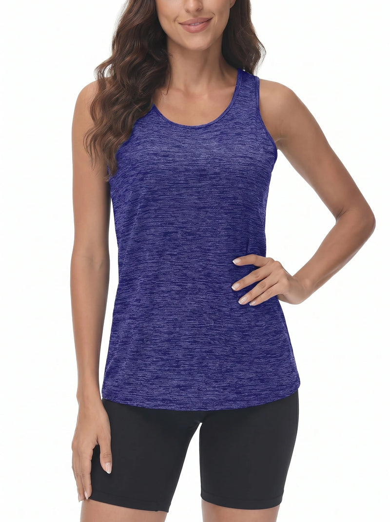 TACVASEN Gym Tops Women Sport Sleeveless T-Shirt Athletic Workout Vest Lightweight Yoga Tee Shirt Summer Breathable Tank Tops