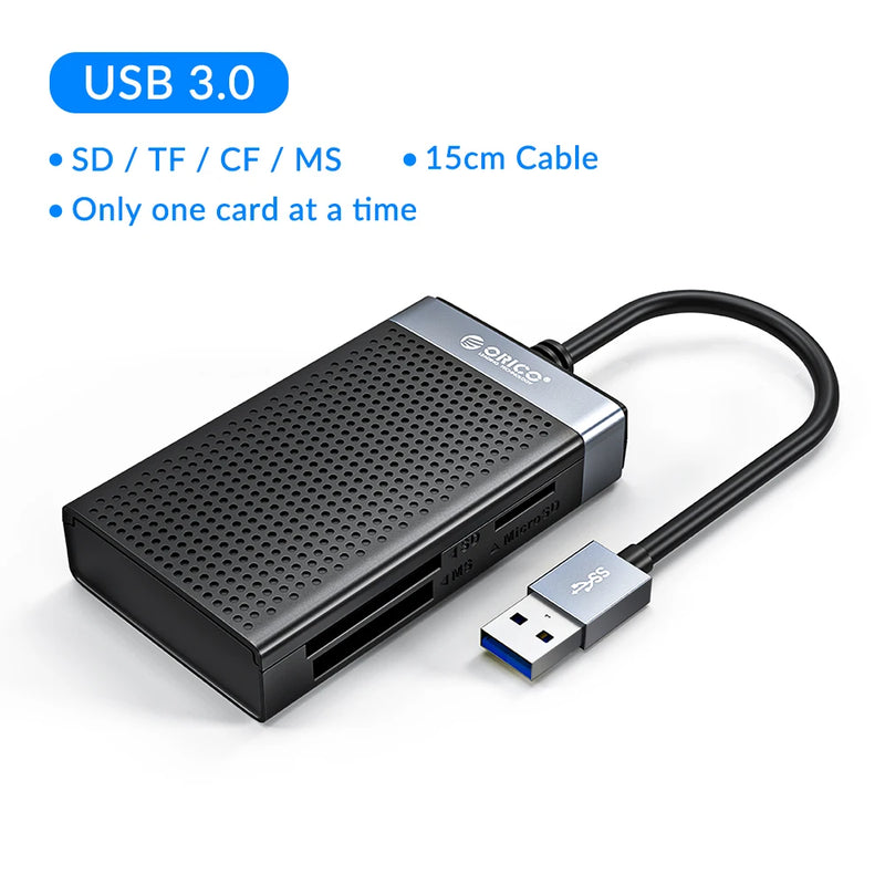 ORICO USB 3.0 USB C Card Reader 4 in 1 Memory Smart Card Reader SD TF CF MS Compact Flash Card Adapter 15cm Cable for Laptop