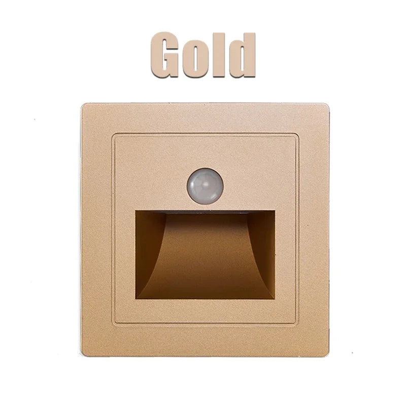 Infrared Human Sensor Stair Lights PIR Motion Sensor LED Night Light Recessed Wall Lamps Steps Hallway Staircase Bedroom