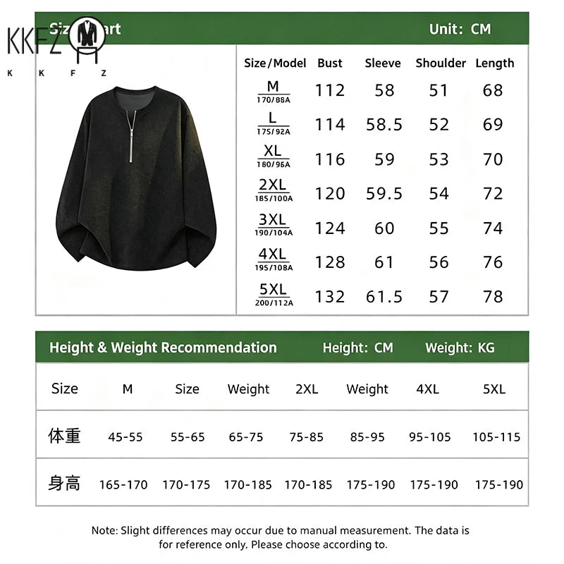 Male Loose Fit Ribbed Corduroy Long Sleeve Shirt Half Zipper Crew Neck Airy Fabric For Office Commute Leisure Occasions