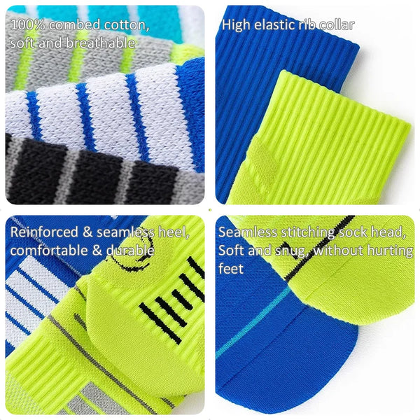 WRELS 1/2/3 Pairs Basketball Crew Socks Cushioned Athletic Socks Men Women Moisture Wicking Arch Support Running Sports Socks