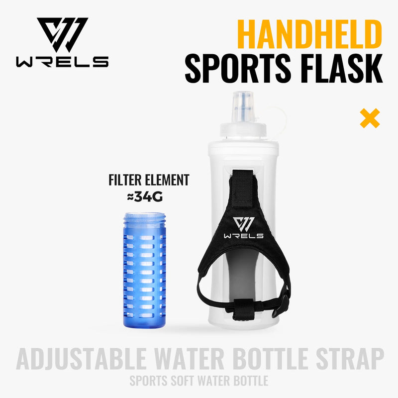 WRELS TPU Soft Water Bottle BPA Free Hydration Flask Running Cycling Hiking Outdoor Squeeze Collapsible Handheld Sports Kettle