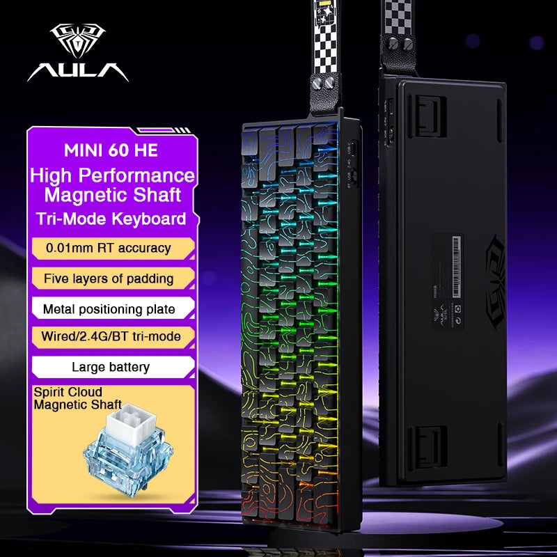 AULA MINI60 HE Magnetic Keyboard Wireless Tri-mode FPS Gaming Rappid Trigger Low Latency Keyboard