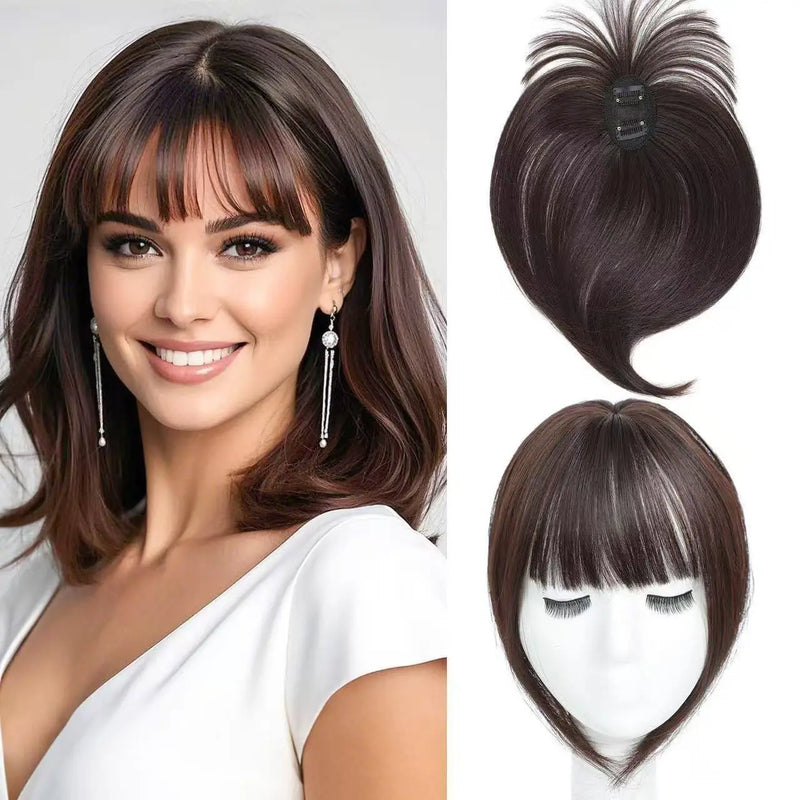 Reissue Wig for Women, Covering White Hair on the Top of the Head Naturally and Invisibly, and Reissue Fake Bangs