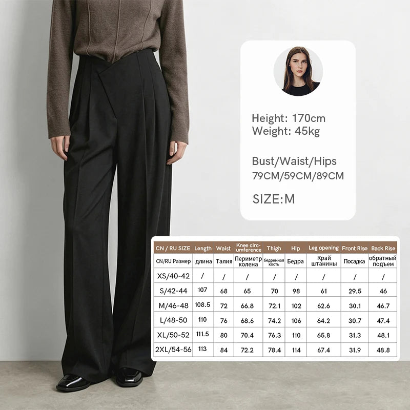 Amii Women High Rise Wide Leg Pants Casual Loose Fit Minimalist V-Waist Long Trousers 2026 Autumn Pants for Women 12643004