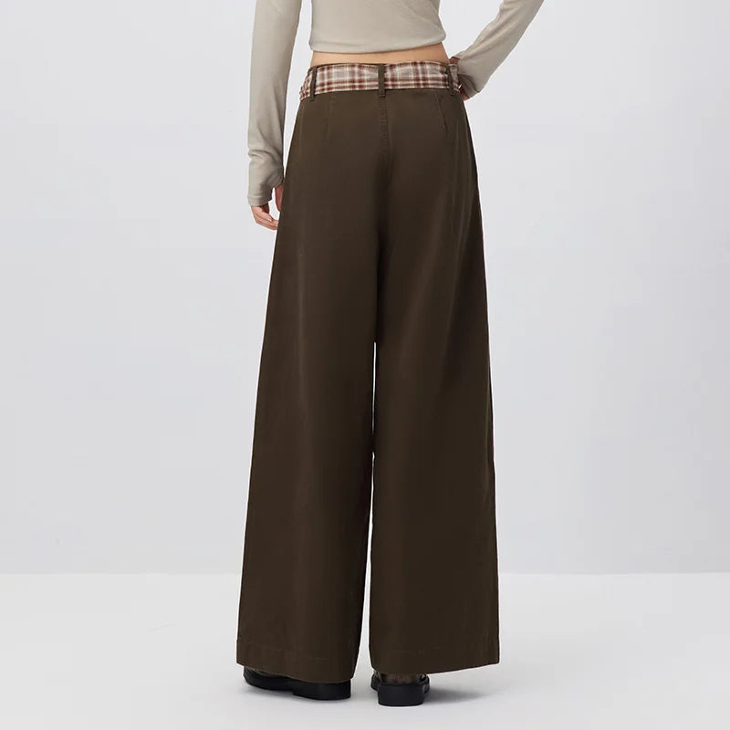 Semir Women Pants Pleated Wide Leg Belted Loose Commuter Style Elegant Casual Autumn Trousers Outdoor Wear 2026