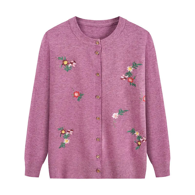 Fdfklak New Knitting Cardigan Printing Autumn Winter Sweater For Women Vintage Grandma Long Sleeve Tops Knitwears Coat