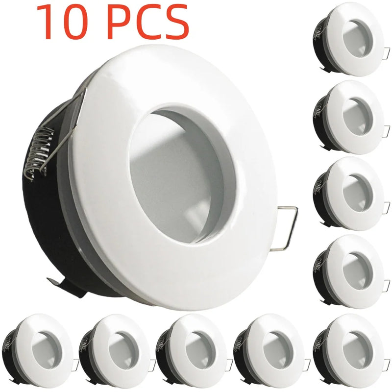 JOYINLED White Round Waterproof Downlight Housing, Recessed Ceiling Spot Light Frame, Includes GU10 MR16 Socket, Modern Style