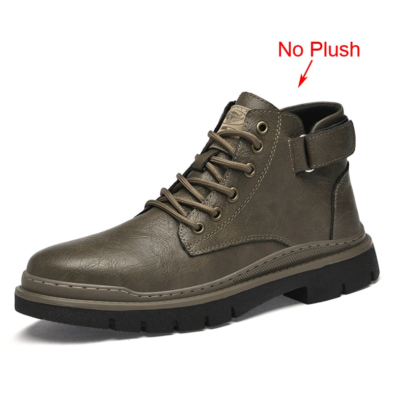 Winter Mens Casual Leather Boots Men Genuine Leather Ankle Boots Booties High Quality Handmade Shoes Botas Hombre Cuero