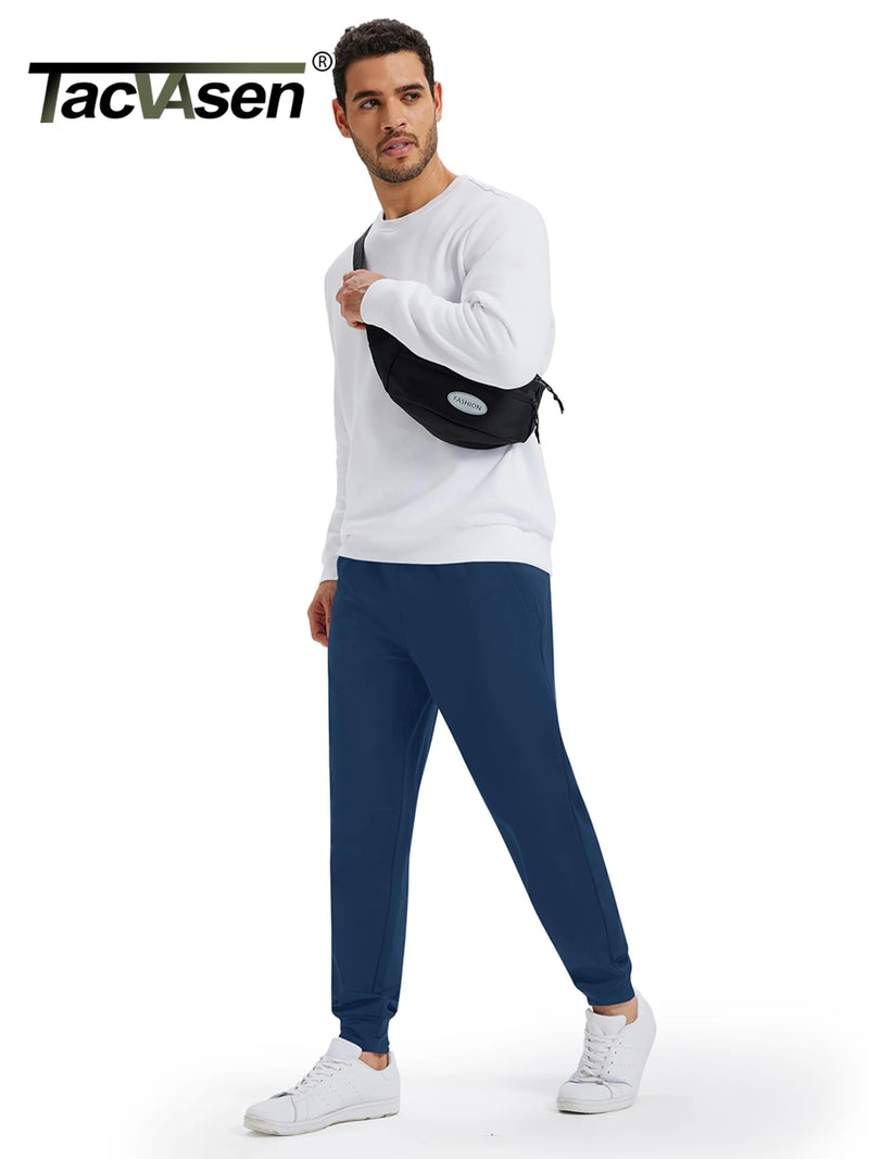 TACVASEN Men's Fleece Joggers with Pockets Winter Warm Pants Workout Athletic Gym Running Sweatpants for Men Drawstring Casual