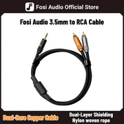 ខ្សែអូឌីយ៉ូ Fosi Audio 3.5mm ទៅ 2RCA ខ្សែ RCA ទង់ដែងពីរស្នូលសម្រាប់ឧបករណ៍ពង្រីកសំឡេងកុំព្យូទ័រទូរស័ព្ទ MP3
