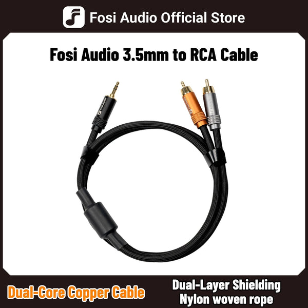 ខ្សែអូឌីយ៉ូ Fosi Audio 3.5mm ទៅ 2RCA ខ្សែ RCA ទង់ដែងពីរស្នូលសម្រាប់ឧបករណ៍ពង្រីកសំឡេងកុំព្យូទ័រទូរស័ព្ទ MP3