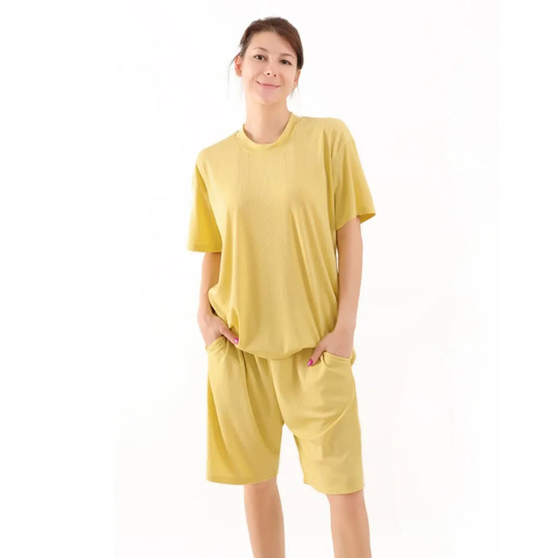 Women Pajamas Summer Thin Short Sleeve Sleepwear Women's Pyjama Set 2 Piece Homewear Sleep Lounge Wear 3XL-7XL Large Loungewear