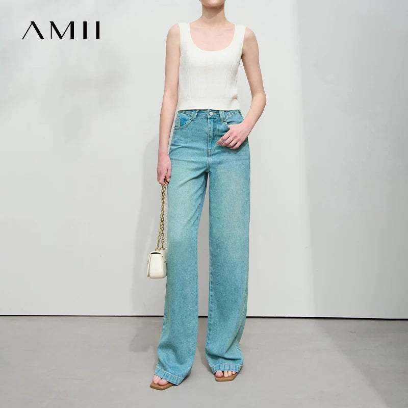ខោខូវប៊យរដូវក្តៅ AMII Minimalist សម្រាប់ស្ត្រីឆ្នាំ ២០២៦ ខោខូវប៊យវែង Lyocell ខោប៉ោងត្រង់ធម្មតា 12552038