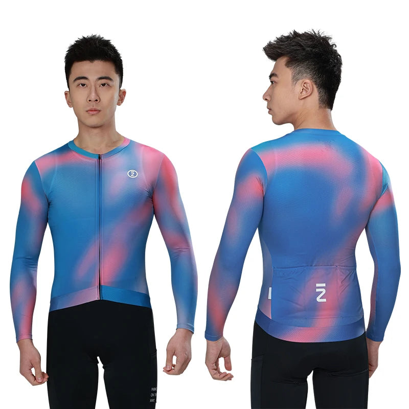 INBIKE Men's Mountain Bike Jersey Long Sleeve MTB Cycling Jersey Full Zipper with Pockets Bicycle Clothing Breathable Quick Dry