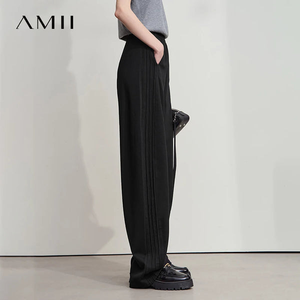 AMII Minimalist រដូវស្លឹកឈើជ្រុះឆ្នាំ ២០២៥ ខោជើងធំសម្រាប់នារីទើបមកដល់ថ្មី ខោរលុង កប្បាសសុទ្ធ ប៉ាក់ធម្មតា សម្លៀកបំពាក់នារី 12523098