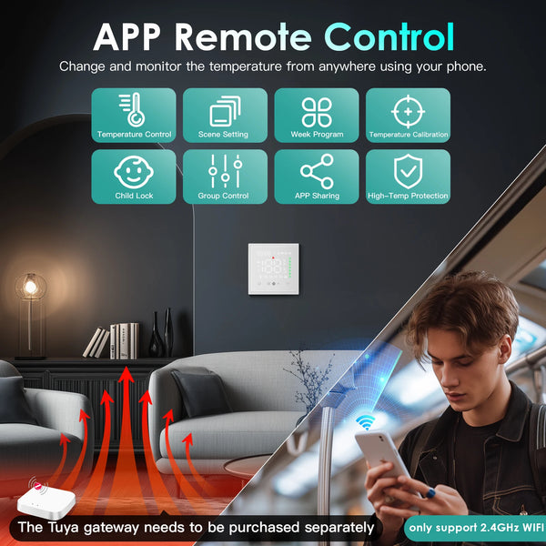 BSEED Zigbee ឡចំហាយទឹកកំដៅជាន់អគ្គិសនី ទែម៉ូស្តាតបន្ទប់ ZigBee Alexa Google App ឧបករណ៍បញ្ជាសីតុណ្ហភាព ស៊ុមប្លាស្ទិក