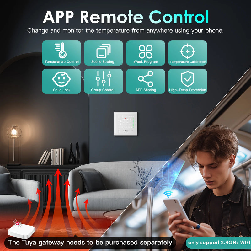 BSEED Zigbee Electric Floor Heating Water Boiler Room Thermostat ZigBee Alexa Google App Temperature Controller Plastic Frame