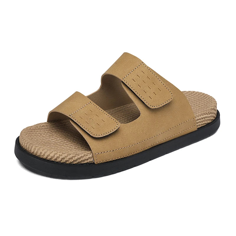 Men's One-strap Woven Slides Slippers Summer New Breathable lightweight Soft Sole anti Slip Outdoor Quick Dry Casual Beach Shoes