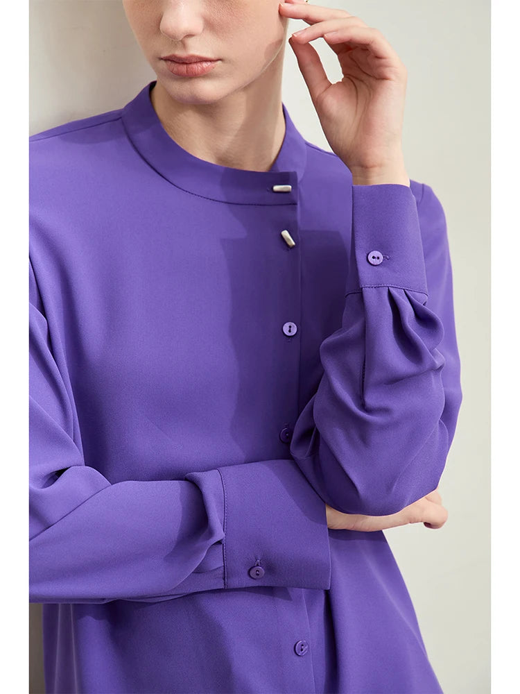 អាវ Amii Minimalism Chiffon សម្រាប់ស្ត្រីឆ្នាំ ២០២៥ រដូវស្លឹកឈើជ្រុះថ្មីកអាវឈរ Shell Buckle Basic អាវនិងអាវទ្រនាប់រលុងធម្មតា ១២៤២៣០៣៣