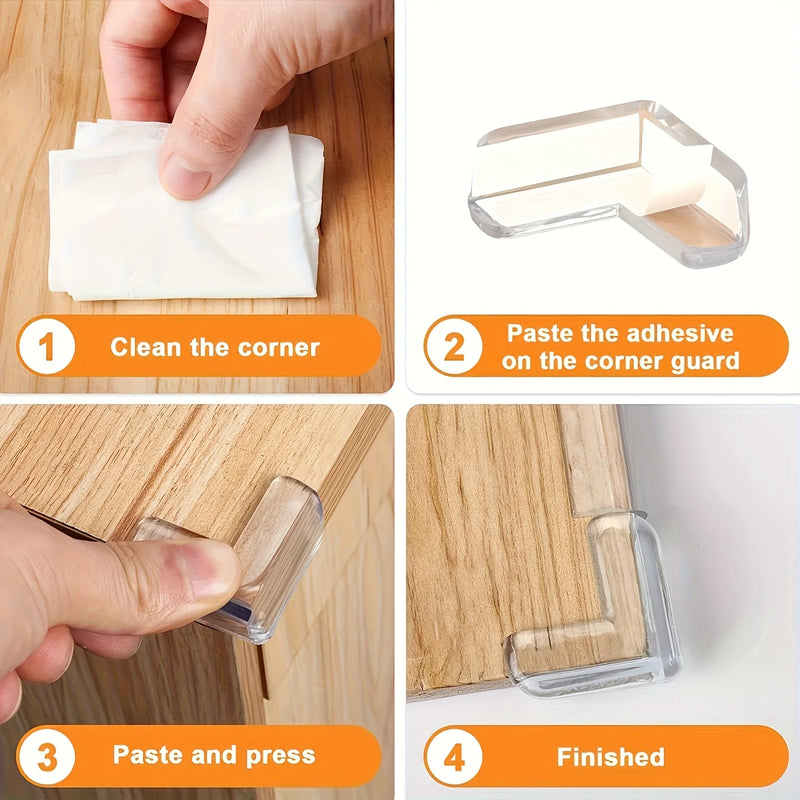 4/8/12pcs Transparent Silicone Corner Protector Set, Safe Edge Guards for Power Outlets and Table Corners